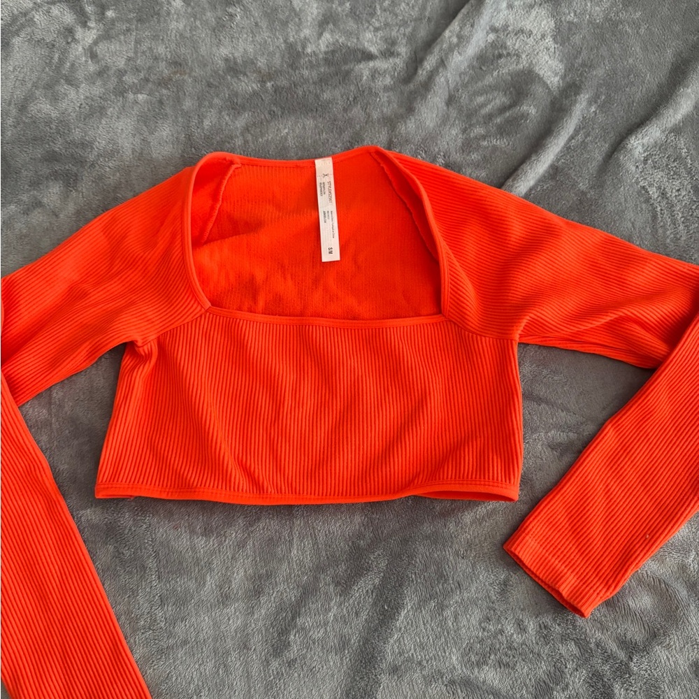 Bold Orange Ribbed Crop Top